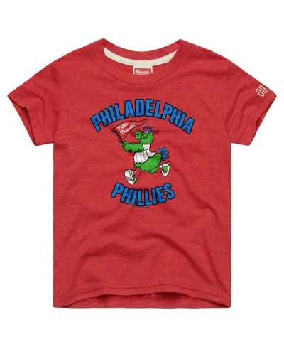 Homage Kids' Big Boys And Girls Red Philadelphia Phillies Mascot Tri-blend T-shirt In Brown