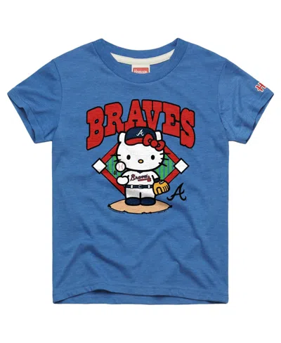 Homage Kids' Big Boys And Girls Royal Atlanta Braves Hello Kitty X Mlb Tri-blend T-shirt In Blue