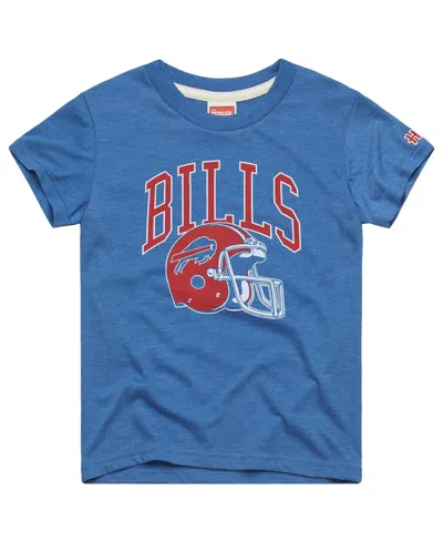 Homage Kids' Big Boys And Girls Royal Buffalo Bills Helmet Retro Tri-blend T-shirt In Blue