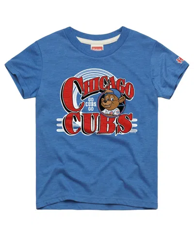Homage Kids' Big Boys And Girls Royal Chicago Cubs Mascot Tri-blend T-shirt In Blue