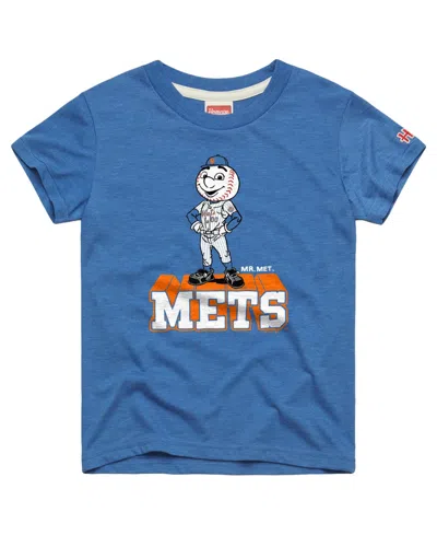 Homage Kids' Big Boys And Girls Royal New York Mets Mascot Tri-blend T-shirt In Blue