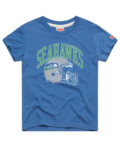 Homage Kids' Big Boys And Girls Royal Seattle Seahawks Retro Helmet Tri-blend T-shirt In Blue