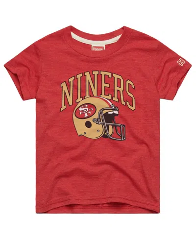 Homage Kids' Big Boys And Girls Scarlet San Francisco 49ers Helmet Retro Tri-blend T-shirt In Multi
