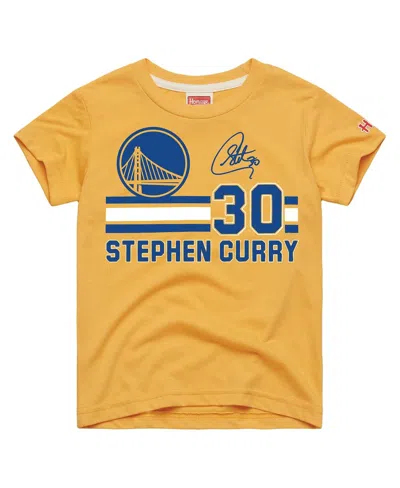 Homage Kids' Big Boys And Girls Stephen Curry Gold Golden State Warriors Remix Signature Name Number Tri-blend T- In Brown