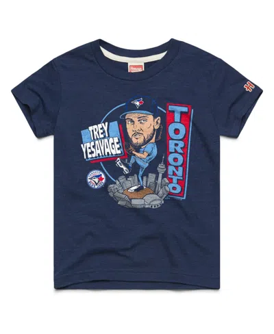 Homage Kids' Big Boys And Girls Trey Yesavage Navy Toronto Blue Jays Caricature Tri-blend T-shirt