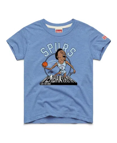 Homage Kids' Big Boys And Girls Victor Wembanyama Light Blue San Antonio Spurs Caricature Tri-blend T-shirt