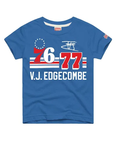 Homage Kids' Big Boys And Girls Vj Edgecombe Royal Philadelphia 76ers Remix Signature Name Number Tri-blend T-shi In Blue