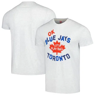 Homage Men's  Gray Toronto Blue Jays Doddle Collection Let's Play Ball Tri-blend T-shirt