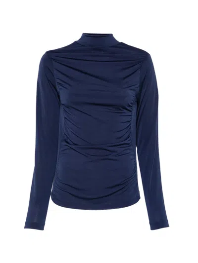 Homage Long-sleeve Draped Top In Blue