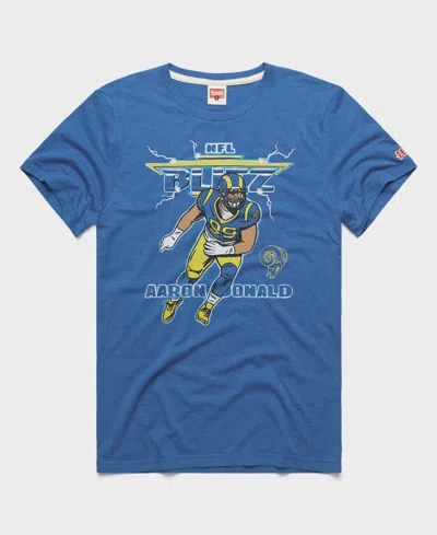 Homage Men's And Women's Aaron Donald Royal Los Angeles Rams Nfl Blitz Graphic Tri-blend T-shirt In Blue