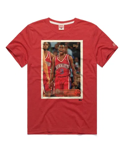 Homage Men's And Women's Allen Iverson Red Philadelphia 76ers Topps Trading Card Player Tri-blend T-shirt In Multi