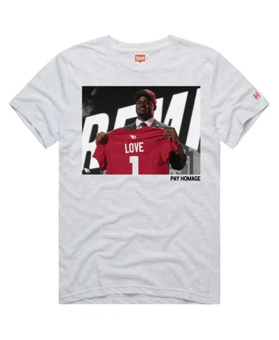 Homage Men's And Women's Arizona Cardinals Jeremiyah Love Screen-print Relaxed-fit Tri-blend T-shirt In Gray