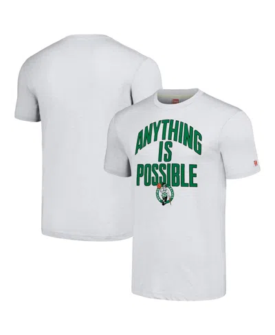 Homage Men's And Women's Ash Boston Celtics Anything Is Possibleâ Tri-blend T-shirt