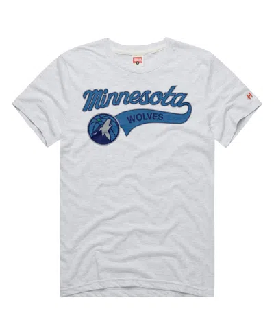 Homage Men's And Women's Ash Minnesota Timberwolves Script Tri-blend T-shirt In Gray
