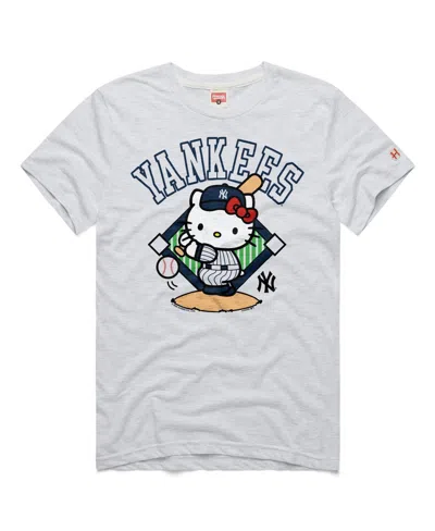 Homage Men's And Women's Ash New York Yankees Hello Kitty Tri-blend T-shirt In White
