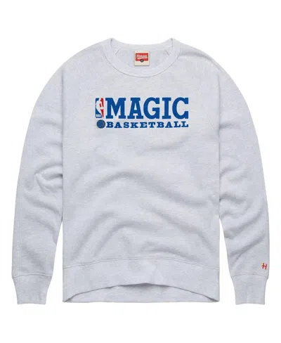Homage Men's And Women's Ash Orlando Magic Logoman Retro Tri-blend Raglan Sweatshirt In White