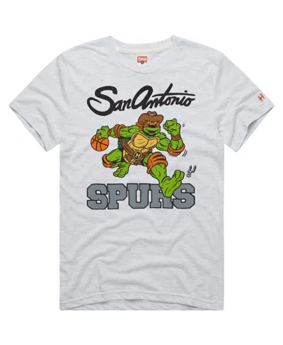Homage Men's And Women's Ash San Antonio Spurs X Teenage Mutant Ninja Turtles Michelangelo Tri-blend T-shir In Multi