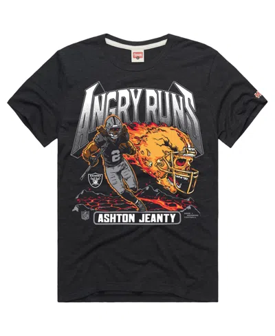 Homage Men's And Women's Ashton Jeanty Charcoal Las Vegas Raiders Angry Runs Player Graphic Tri-blend T-shi In Black
