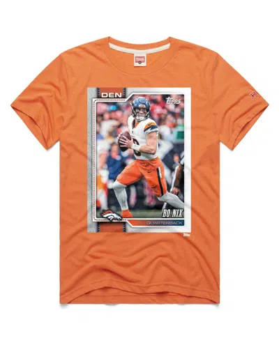 Homage Men's And Women's Bo Nix Orange Denver Broncos Nfl Topps Trading Card Tri-blend T-shirt