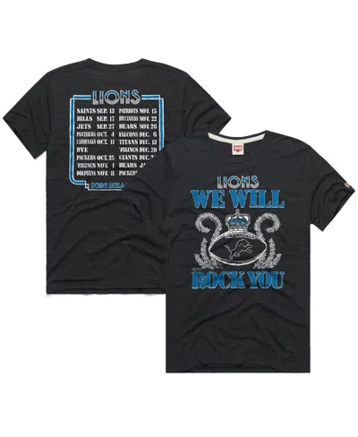 Homage Men's And Women's Charcoal Detroit Lions 2026 Nfl Schedule Queen Tri-blend T-shirt In Black