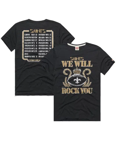Homage Men's And Women's Charcoal New Orleans Saints 2026 Nfl Schedule Queen Tri-blend T-shirt In Black