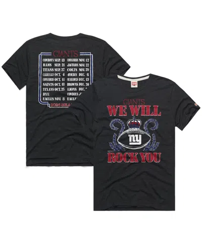 Homage Men's And Women's Charcoal New York Giants 2026 Nfl Schedule Queen Tri-blend T-shirt In Black