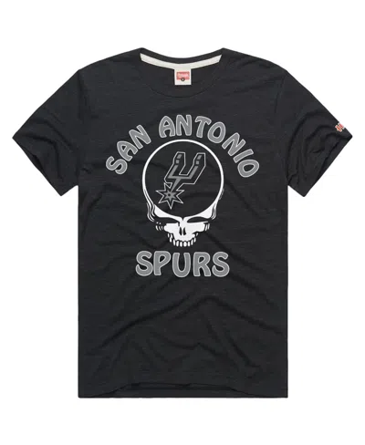 Homage Men's And Women's Charcoal San Antonio Spurs X The Grateful Dead Tri-blend T-shirt In Black