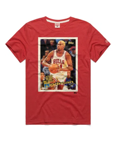 Homage Men's And Women's Dennis Rodman Red Chicago Bulls Topps Trading Card Player Tri-blend T-shirt