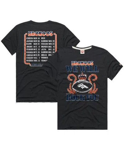 Homage Men's And Women's Denver Broncos 2026 Nfl Schedule Queen Tri-blend T-shirt In Black