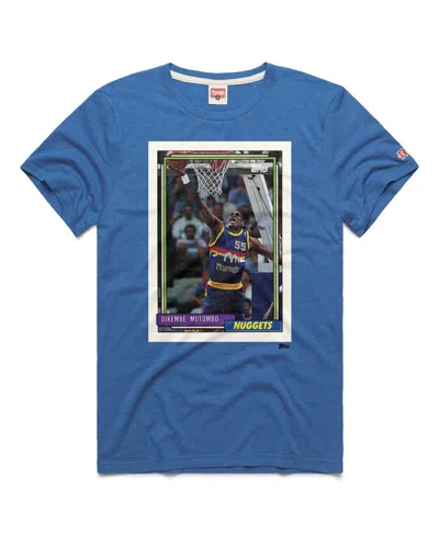 Homage Men's And Women's Dikembe Mutombo Blue Denver Nuggets Topps Trading Card Player Tri-blend T-shirt