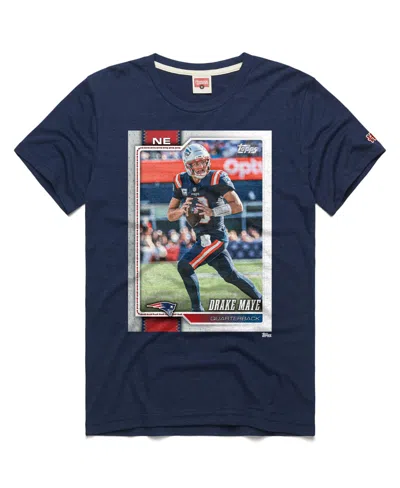 Homage Men's And Women's Drake Maye Navy New England Patriots Nfl Topps Trading Card Tri-blend T-shirt In Blue