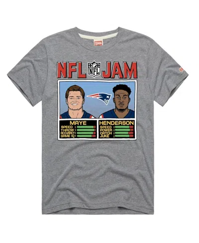 Homage Men's And Women's Drake Maye Treveyon Henderson Gray New England Patriots Nfl Jam Tri-blend T-shirt