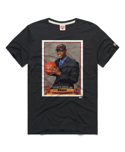 Homage Men's And Women's Dwyane Wade Charcoal Miami Heat Topps Trading Card Player Tri-blend T-shirt In Black
