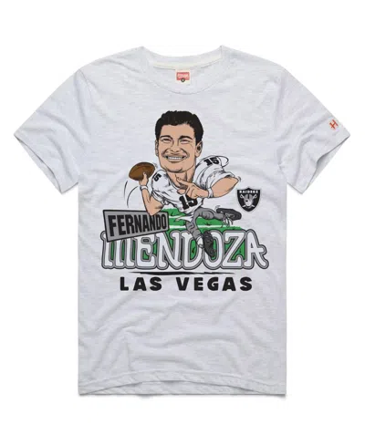 Homage Men's And Women's Fernando Mendoza Ash Las Vegas Raiders Caricature Player Graphic Tri-blend T-shirt In Multi