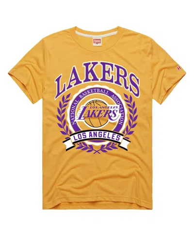 Homage Men's And Women's Gold Los Angeles Lakers Crest Tri-blend T-shirt In Multi