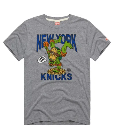 Homage Men's And Women's Gray New York Knicks X Teenage Mutant Ninja Turtles Michelangelo Tri-blend T-shirt