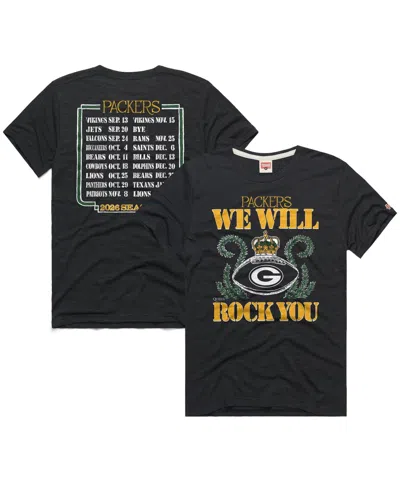 Homage Men's And Women's Green Bay Packers Schedule Queen Tri-blend T-shirt In Black