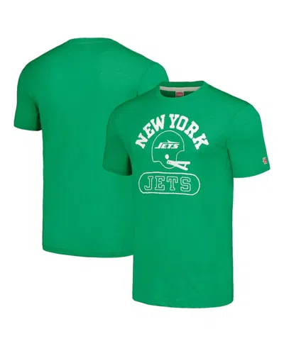 Homage Men's And Women's Green New York Jets Helmet Tri-blend T-shirt
