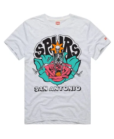 Homage Men's And Women's  Ash San Antonio Spurs X The Grateful Dead Skeleton Tri-blend T-shirt In Animal Print