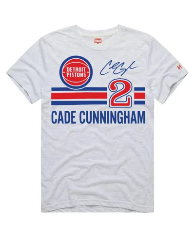 Homage Men's And Women's  Cade Cunningham Ash Detroit Pistons Jersey Remix Tri-blend T-shirt In Animal Print