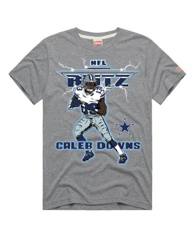 Homage Men's And Women's  Caleb Downs Gray Dallas Cowboys Nfl Blitz Graphic Tri-blend T-shirt