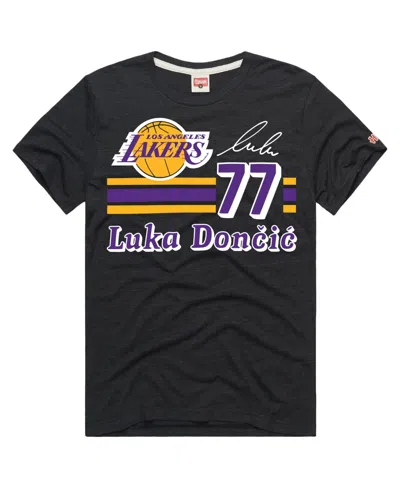 Homage Men's And Women's  Luka Doncic Charcoal Los Angeles Lakers Jersey Remix Tri-blend T-shirt In Black