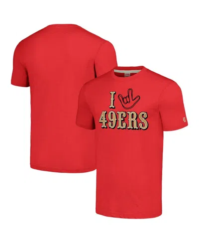 Homage Men's And Women's  Scarlet San Francisco 49ers The Nfl Asl Collection By Love Sign Tri-blend T