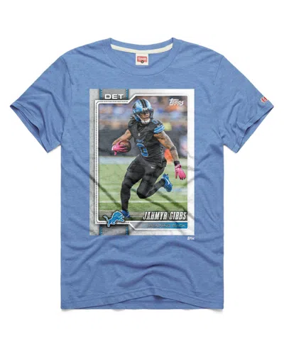 Homage Men's And Women's Jahmyr Gibbs Blue Detroit Lions Nfl Topps Trading Card Tri-blend T-shirt
