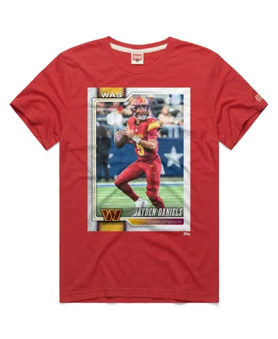 Homage Men's And Women's Jayden Daniels Burgundy Washington Commanders Nfl Topps Trading Card Tri-blend T-s In Multi