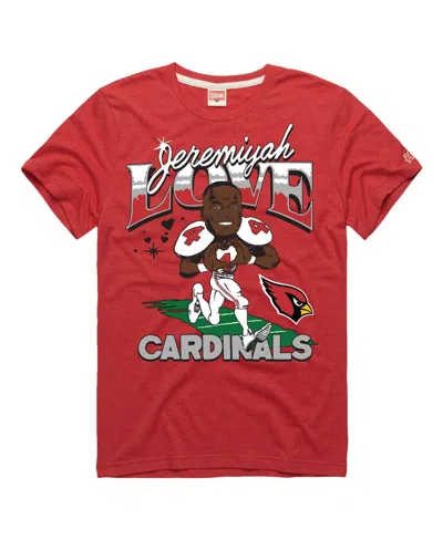 Homage Men's And Women's Jeremiyah Love Cardinal Arizona Cardinals Caricature Player Graphic Tri-blend T-sh In Red