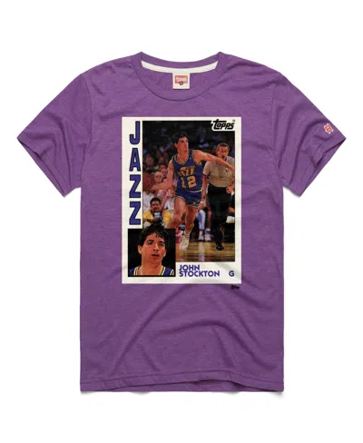 Homage Men's And Women's John Stockton Purple Utah Jazz Topps Trading Card Player Tri-blend T-shirt