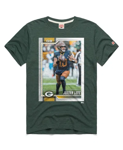 Homage Men's And Women's Jordan Love Green Bay Packers Nfl Topps Trading Card Tri-blend T-shirt