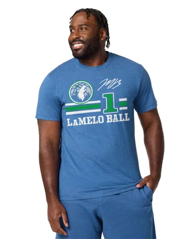 Homage Men's And Women's Lamelo Ball Blue Minnesota Timberwolves Signature Jersey Tri-blend T-shirt