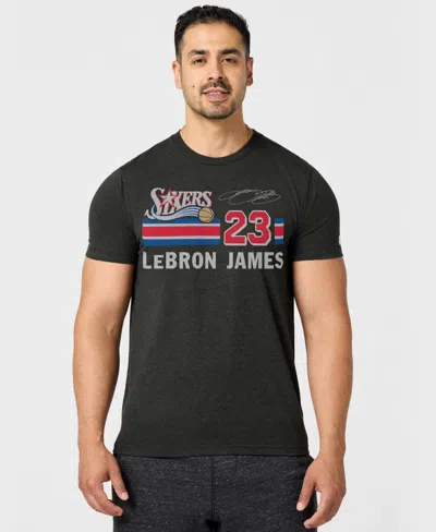 Homage Men's And Women's Lebron James Charcoal Philadelphia 76ers Retro Signature Tri-blend T-shirt In Black